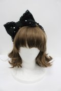 Angelic Pretty / パールおしゃまリボンカチューシャ  黒 I-26-02-23-110-AP-AC-SA-ZI