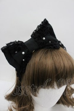 画像2: Angelic Pretty / パールおしゃまリボンカチューシャ  黒 I-26-02-23-110-AP-AC-SA-ZI