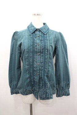 画像1: axes femme / ストライプブラウス M グリーン I-26-02-23-012-AX-BL-TE-ZI