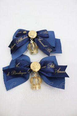 画像1: Amavel / クラウンモチーフリボンクリップ  ネイビー I-26-02-23-114-CA-AC-SA-ZI