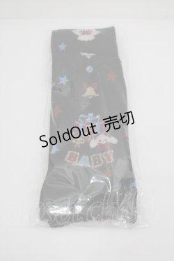 画像1: BABY,THE STARS SHINE BRIGHT / くみゃちゃんのDokiDoki Christmas Party柄オーバーニーソックス（天使柄）  黒 I-26-02-23-122-BA-ZA-SA-ZI