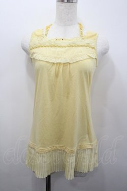 画像1: axes femme / 裾プリーツガーデンホルタータンクトップ  イエロー I-26-02-23-018-AX-TO-SA-ZI
