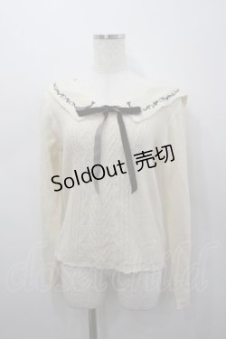 画像1: axes femme POETIQUE / 刺繍入りセーラー襟ニットプルオーバー  アイボリーＸブラウン I-26-02-23-020-AX-TO-SA-ZI