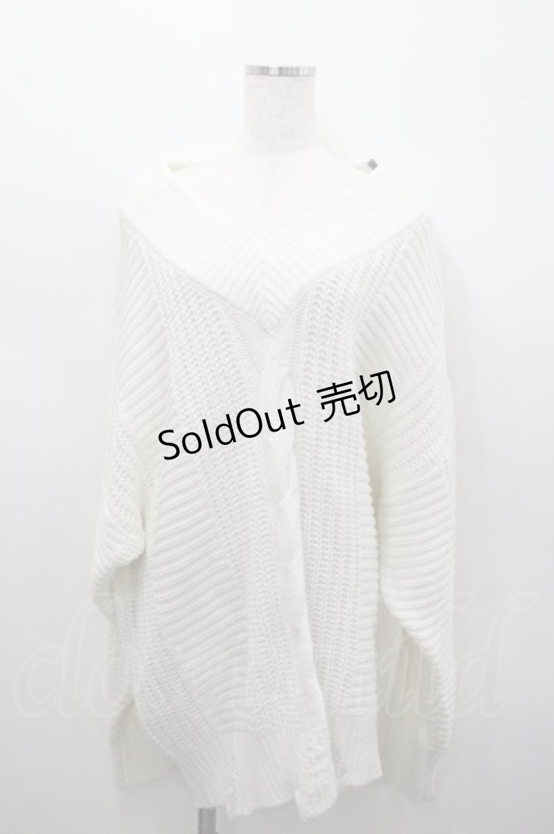画像1: CIVARIZE / 肩ZIPニットトップス  白Ｘシルバー I-26-02-23-023-GO-TO-SA-ZT397 (1)
