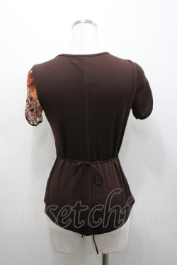 画像3: Ozz On / ナナメチャイナ切替半袖トップス  ブラウン I-26-02-25-031-OO-TO-SA-ZI