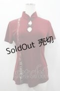 Ozz oneste / ハイネックチャイナボタン半袖トップス  ボルドー I-26-02-25-032-OO-TO-SA-ZI