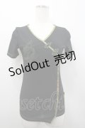 Ozz On / チャイナボタン&龍刺繍半袖トップス  黒Ｘ緑 I-26-02-25-033-OO-TO-SA-ZI