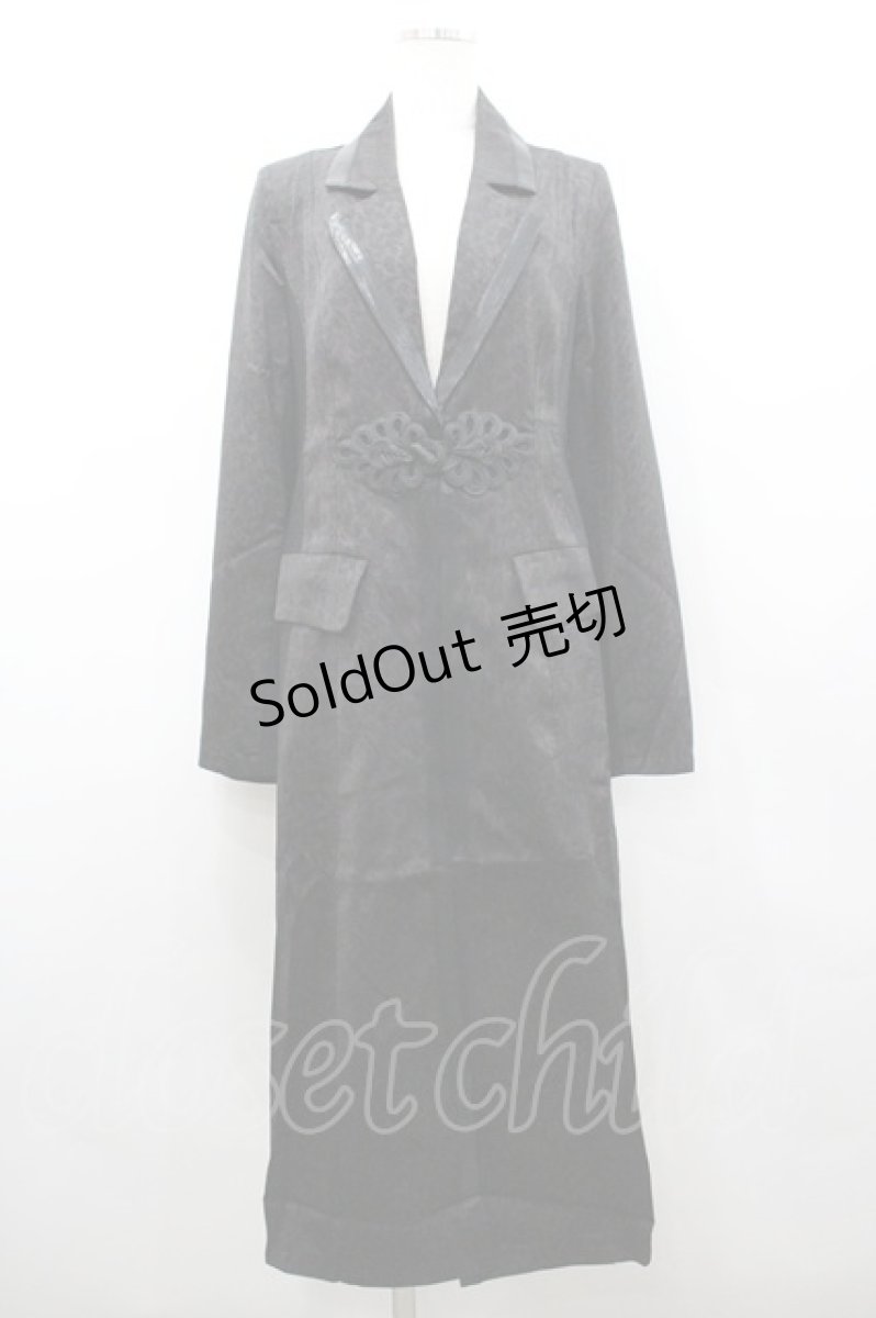 画像1: Qutie Frash / レオパードチャイナデザインロングジャケット  黒Ｘブラウン I-26-02-25-040-QU-OP-SA-ZI (1)