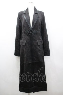 画像1: Qutie Frash / レオパードチャイナデザインロングジャケット  黒Ｘブラウン I-26-02-25-040-QU-OP-SA-ZI