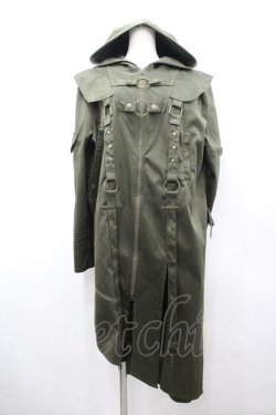 画像1: Ozz conte / フードベルトロングジャケット  カーキ I-26-02-25-042-OO-JA-SA-ZI