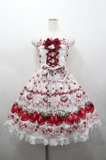 画像1: BABY,THE STARS SHINE BRIGHT / Juicy Strawberry MemoryジャンパースカートI  白 I-26-02-25-048-BA-OP-SA-ZI (1)
