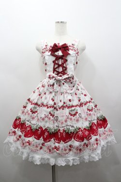 画像1: BABY,THE STARS SHINE BRIGHT / Juicy Strawberry MemoryジャンパースカートI  白 I-26-02-25-048-BA-OP-SA-ZI