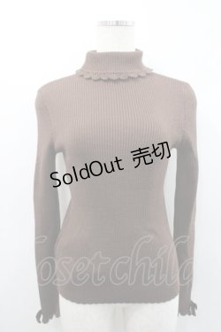 画像1: Emily Temple cute / レースフリルタートルニット  ブラウン I-26-02-25-006-ET-TO-SA-ZI