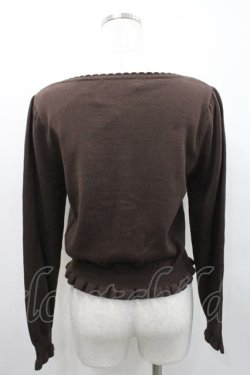 画像2: metamorphose / エンブレム刺繍入りフリルカーディガン  茶 I-26-02-25-007-ME-TO-SA-ZI