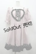 DearMyLove / ハートレースアップフリルワンピース LL ピンク×クロ I-26-02-25-064-EL-OP-IG-ZI