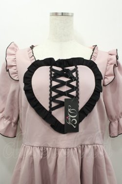 画像2: DearMyLove / ハートレースアップフリルワンピース LL ピンク×クロ I-26-02-25-064-EL-OP-IG-ZI