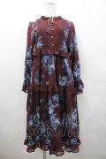 axes femme / クラシックローズロングワンピース M ワイン I-26-02-25-072-AX-OP-IG-ZI