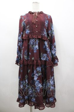 画像1: axes femme / クラシックローズロングワンピース M ワイン I-26-02-25-072-AX-OP-IG-ZI