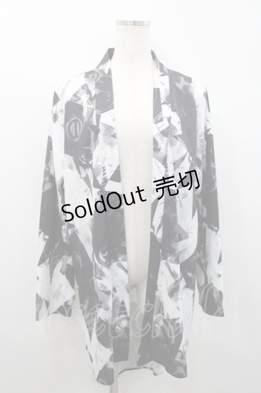 画像1: NieR Clothing / 総柄カーディガン  黒ｘ白 I-26-02-25-008-PU-TO-SA-ZI (1)