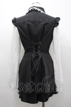 画像2: Secret Honey / レース袖ブラウス&ショートパンツセットアップ  黒Ｘ白 I-26-02-25-074-CA-OP-SA-ZI