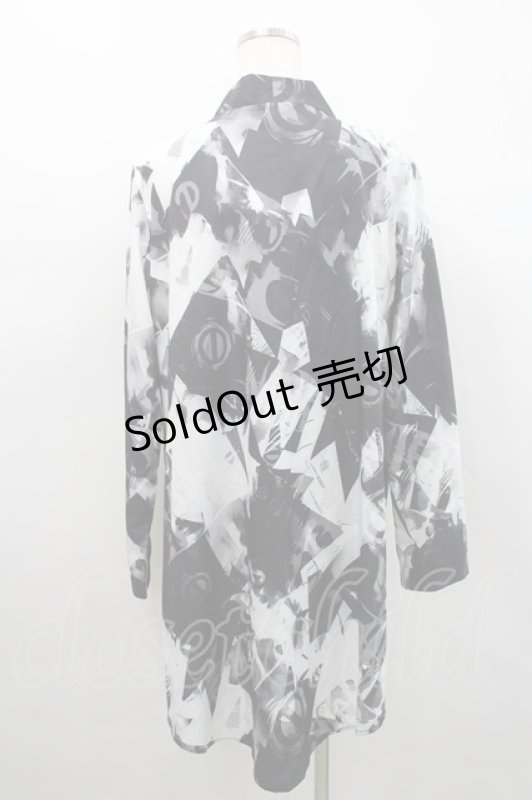 画像2: NieR Clothing / 総柄カーディガン  黒ｘ白 I-26-02-25-008-PU-TO-SA-ZI (2)