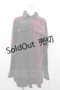 Ozz conte / 2カラー切替スナップボタンロングシャツ  黒Ｘボルドー I-26-02-25-075-OO-BL-SA-ZI