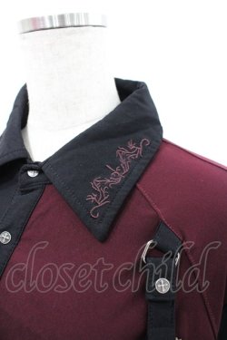 画像3: Ozz conte / 2カラー切替スナップボタンロングシャツ  黒Ｘボルドー I-26-02-25-075-OO-BL-SA-ZI