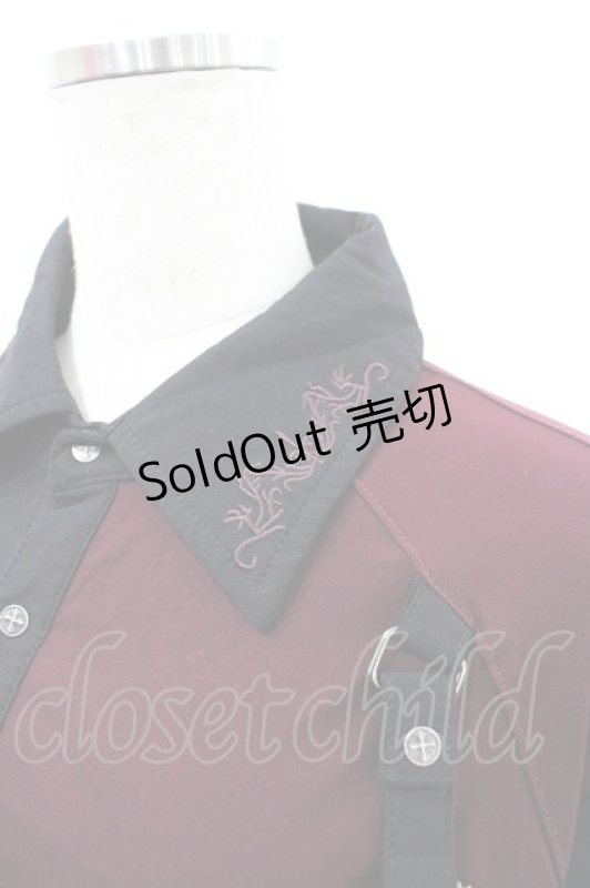 画像3: Ozz conte / 2カラー切替スナップボタンロングシャツ  黒Ｘボルドー I-26-02-25-075-OO-BL-SA-ZI (3)