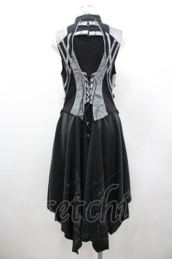 画像2: Ozz Croce / サイドベルトデザインロングベスト  黒Ｘシルバー I-26-02-25-076-OO-PA-SA-ZI