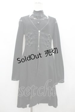 画像1: Ozz Croce / クロスダブルZIPフードカーディガン  黒 I-26-02-25-077-OO-TO-SA-ZI