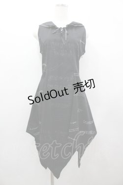 画像1: h.naoto Blood / セーラー襟イレヘムノースリーブワンピース  黒 I-26-02-25-078-HN-OP-TE-ZI