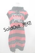 PUTUMAYO / クラウンプリントボーダーノースリーブニットワンピース  赤Ｘ黒 I-26-02-25-079-PT-OP-SA-ZI