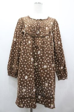 画像1: PINK HOUSE / オールドローズ総柄長袖チュニックワンピース  ブラウン I-26-02-25-081-LO-OP-SA-ZI