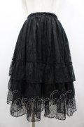 ATELIER PIERROT / Ruffle Chiffon Skirt-Lace-  黒 I-26-02-25-089-EL-SK-SA-ZI