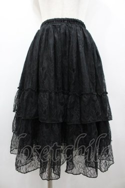 画像1: ATELIER PIERROT / Ruffle Chiffon Skirt-Lace-  黒 I-26-02-25-089-EL-SK-SA-ZI