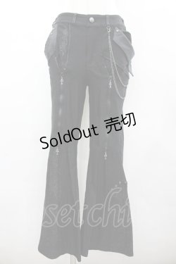 画像1: Ozz Croce / チェーン付きパンツ  黒Ｘシルバー I-26-02-25-093-OO-PA-SA-ZI
