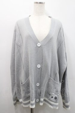 画像1: NieR Clothing / NIIERちゃん刺繍ニットカーディガン  グレーＸ白 I-26-02-25-010-PU-TO-SA-ZI