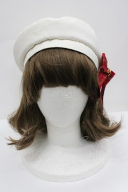 画像2: Amavel / ロゴリボンブローチ付きベレー帽  アイボリーｘ赤 I-26-02-25-102-CA-AC-SA-ZI