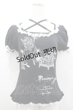 画像1: PUTUMAYO / 妖精プリント半袖カットソー  黒Ｘ白 I-26-02-25-014-PT-TO-SA-ZI