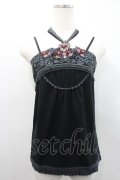axes femme / フラワーモチーフ使いホルターキャミ  クロ I-26-02-25-002-AX-TO-SA-ZI