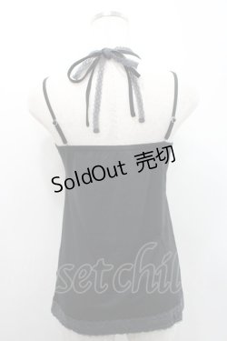 画像2: axes femme / フラワーモチーフ使いホルターキャミ  クロ I-26-02-25-002-AX-TO-SA-ZI