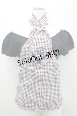 画像1: PUTUMAYO / ギンガムチェックベスト&半袖カットソーセット  ピンクチェックＸ黒 I-26-02-25-021-PT-TO-SA-ZI