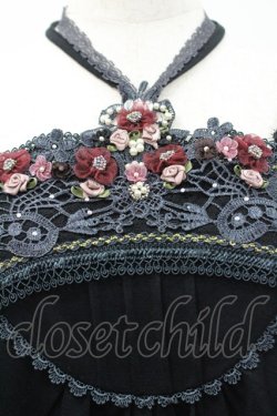 画像3: axes femme / フラワーモチーフ使いホルターキャミ  クロ I-26-02-25-002-AX-TO-SA-ZI