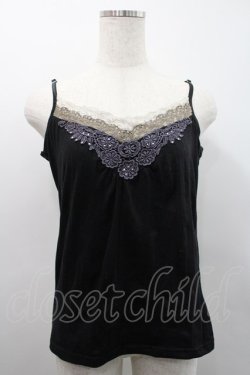 画像1: axes femme / Vレースキャミソール  黒Ｘパープル I-26-02-25-003-AX-TO-SA-ZI