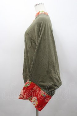 画像2: gouk / 和柄切替ドルマンパーカー  カーキｘ赤 I-26-02-25-026-GO-TO-SA-ZI