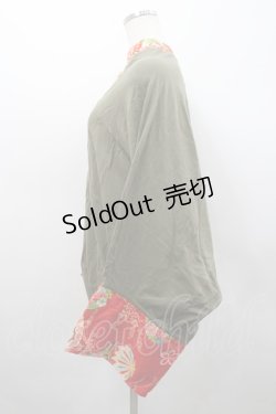 画像2: gouk / 和柄切替ドルマンパーカー  カーキｘ赤 I-26-02-25-026-GO-TO-SA-ZI