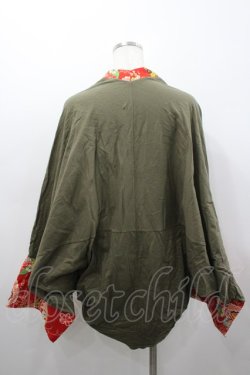 画像3: gouk / 和柄切替ドルマンパーカー  カーキｘ赤 I-26-02-25-026-GO-TO-SA-ZI