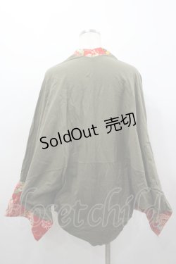 画像3: gouk / 和柄切替ドルマンパーカー  カーキｘ赤 I-26-02-25-026-GO-TO-SA-ZI