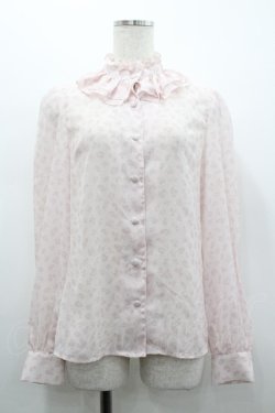 画像1: Ank Rouge / ハートレオパードシフォンハイネックブラウス  白Ｘピンク I-26-02-28-001-CA-BL-SA-ZI