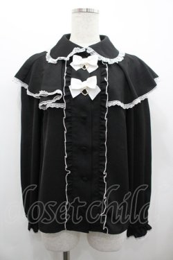 画像1: Secret Honey / ケープブラウス 2 黒 I-26-02-28-004-CA-BL-TE-ZI